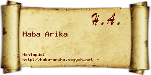 Haba Arika névjegykártya